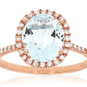 AQUAMARINE & DIAMOND RING