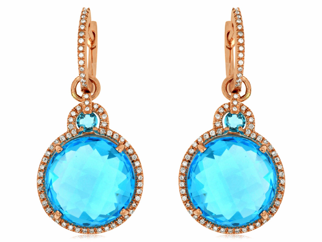 BLUE TOPAZ & DIAMOND EARRING