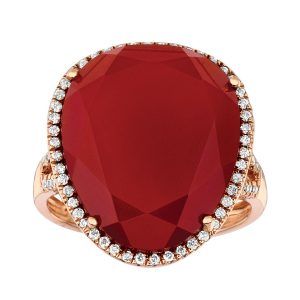 DIAMOND & RED AGATE RING