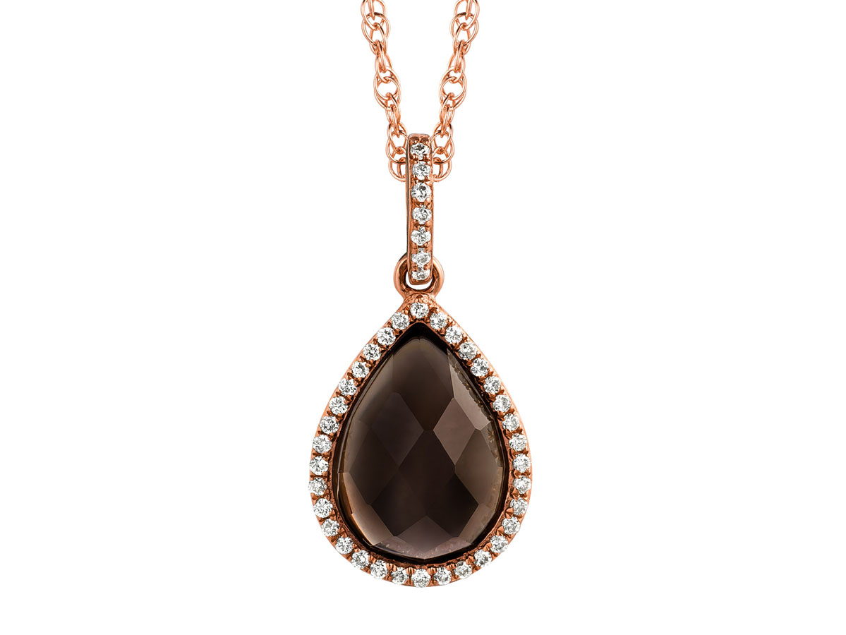 SMOKY QUARTZ & DIAMOND PENDANT