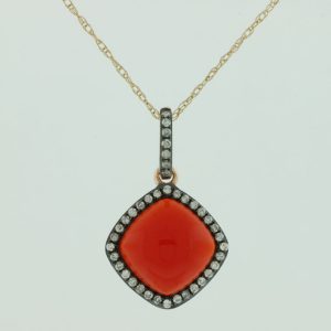 DIAMOND & RED AGATE PENDANT