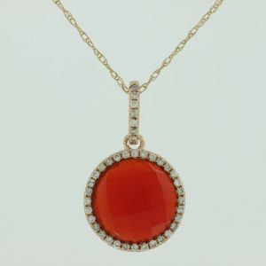 DIAMOND & RED AGATE PENDANT