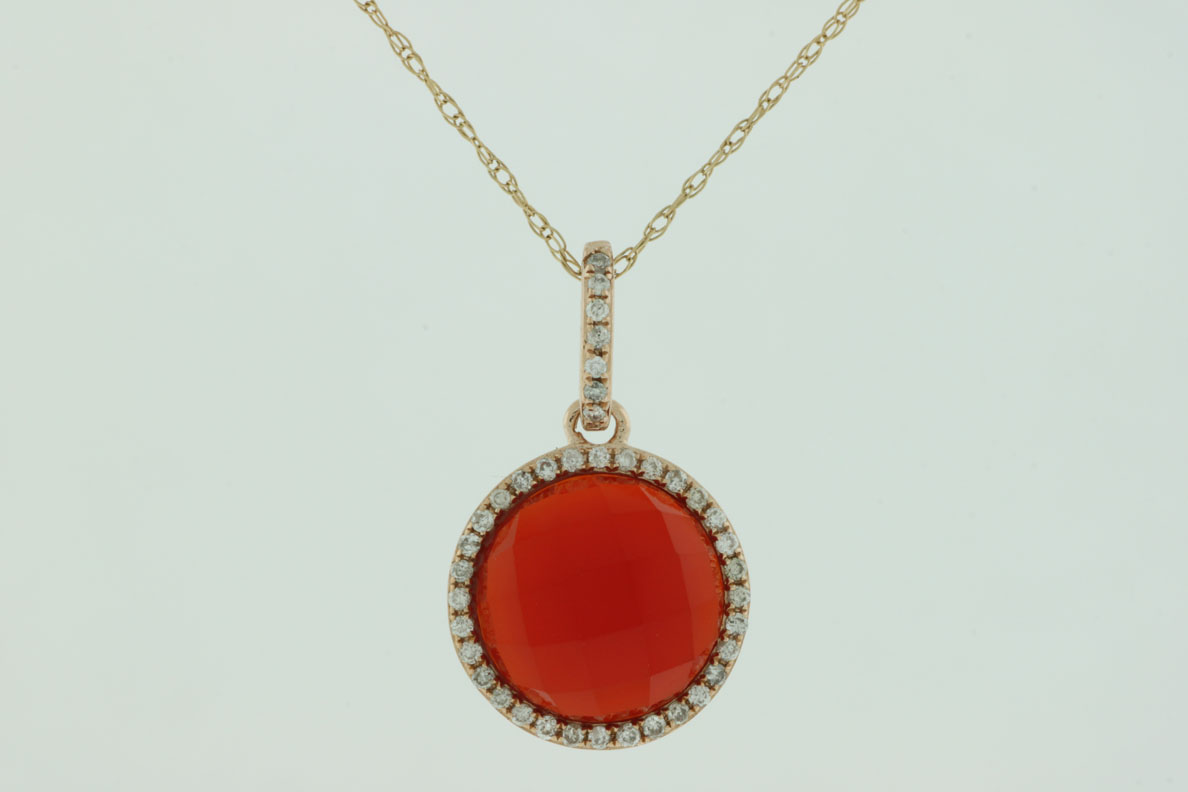 DIAMOND & RED AGATE PENDANT