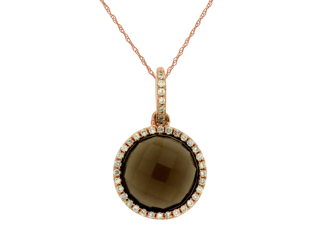 SMOKY QUARTZ & DIAMOND PENDANT