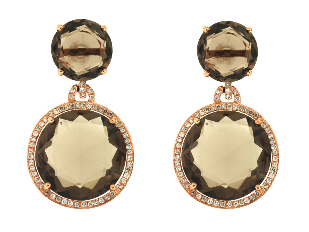 SMOKY QUARTZ & DIAMOND EARRING