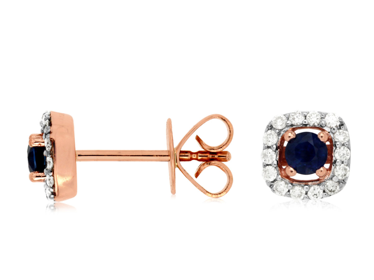 SAPPHIRE & DIAMOND HALO STUDS