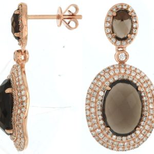 SMOKY QUARTZ & DIAMOND EARRING