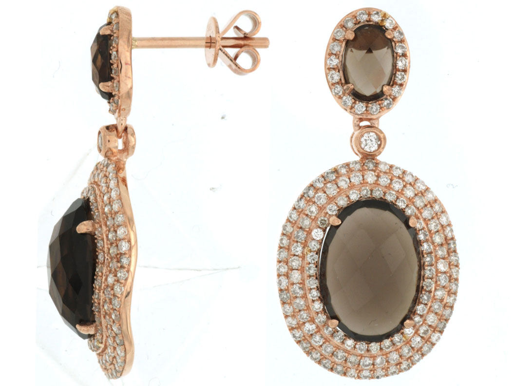 SMOKY QUARTZ & DIAMOND EARRING
