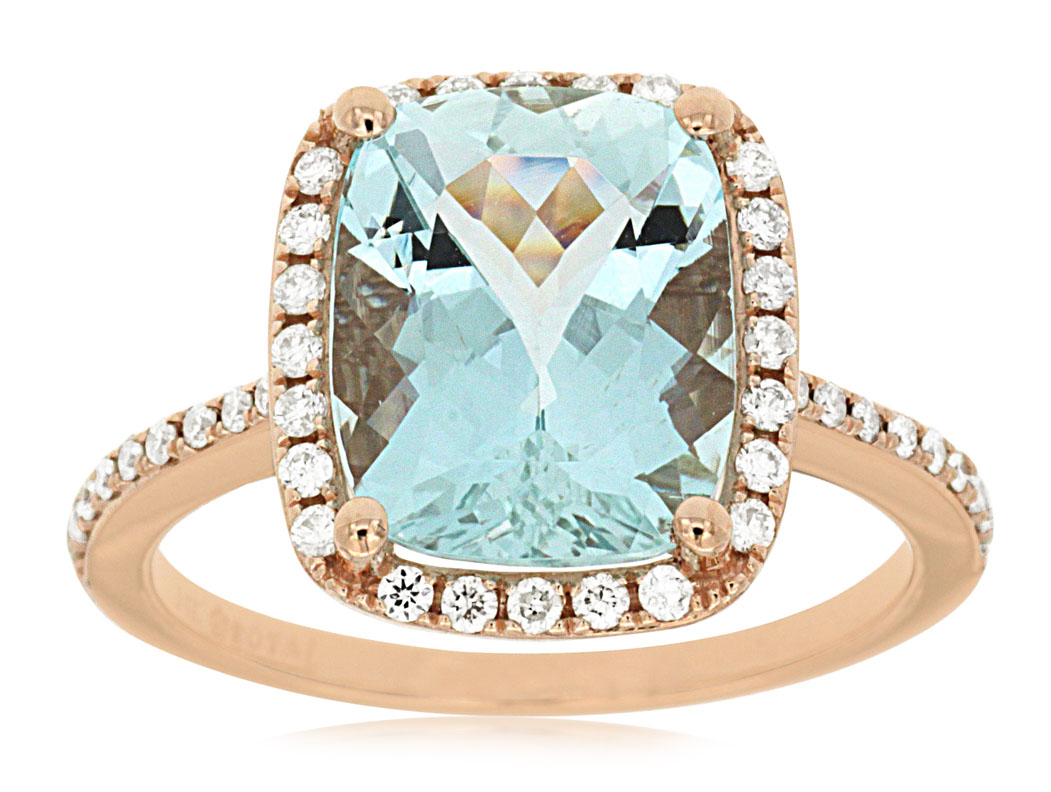 AQUAMARINE & DIAMOND RING