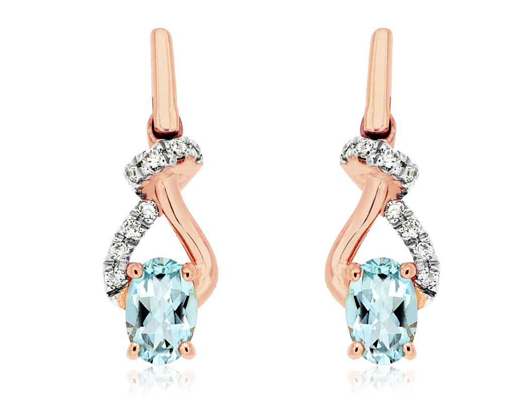 AQUAMARINE & DIAMOND EARRING
