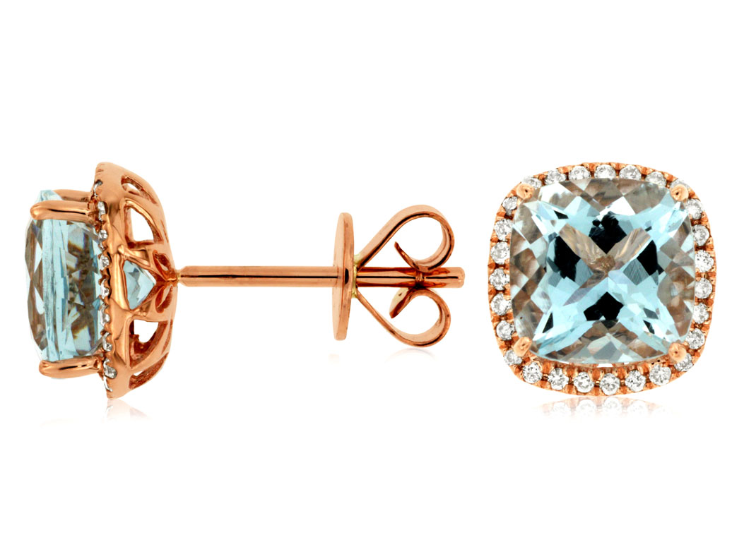 AQUAMARINE & DIAMOND EARRING