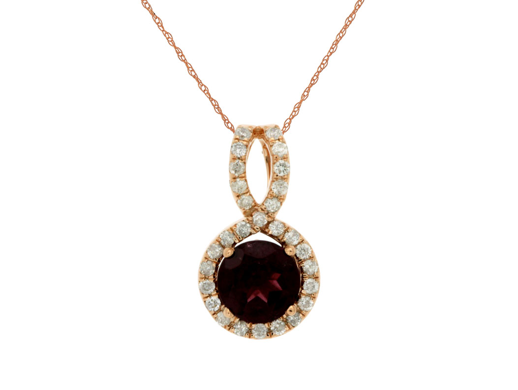 RHODOLITE & DIAMOND PENDANT