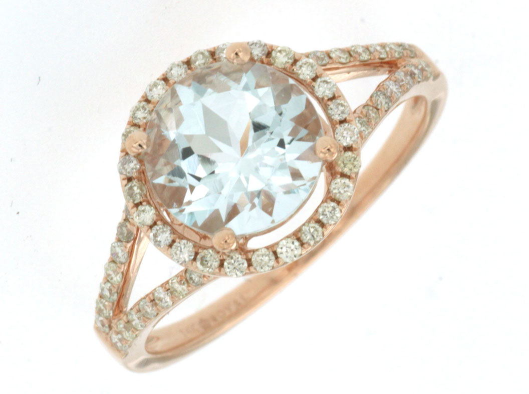 AQUAMARINE & DIAMOND RING