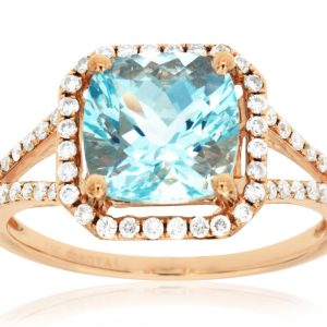 AQUAMARINE & DIAMOND RING