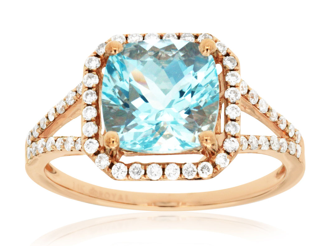 AQUAMARINE & DIAMOND RING
