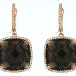 SMOKY QUARTZ & DIAMOND EARRING