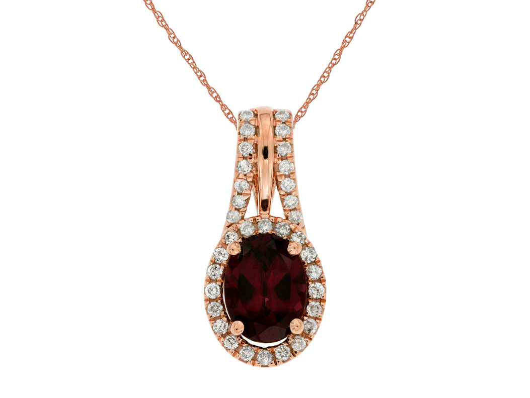 RHODOLITE & DIAMOND PENDANT