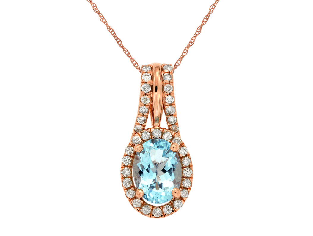 AQUAMARINE & DIAMOND PENDANT