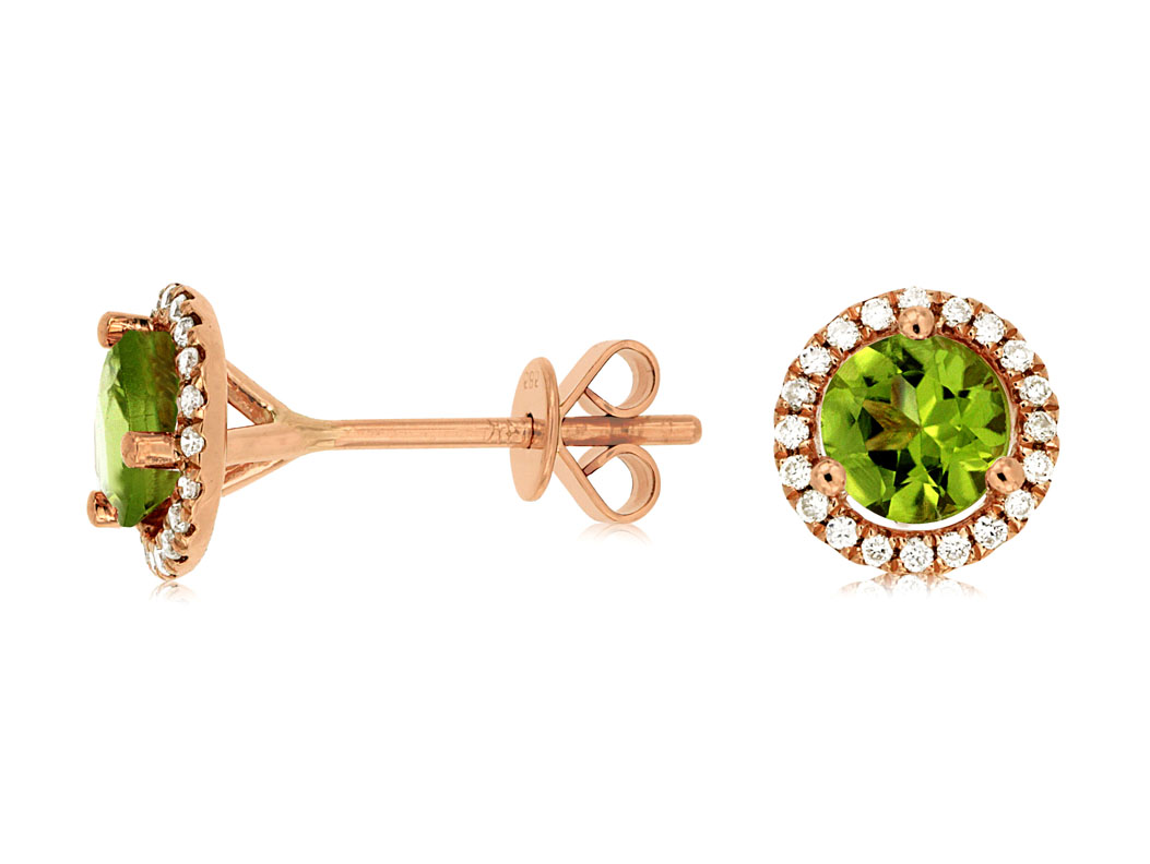 PERIDOT & DIAMOND HALO STUDS