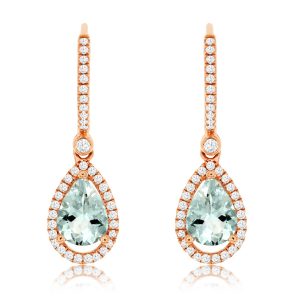 AQUAMARINE & DIAMOND EARRING