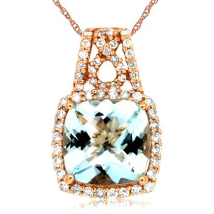 AQUAMARINE & DIAMOND PENDANT