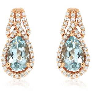 AQUAMARINE & DIAMOND EARRING
