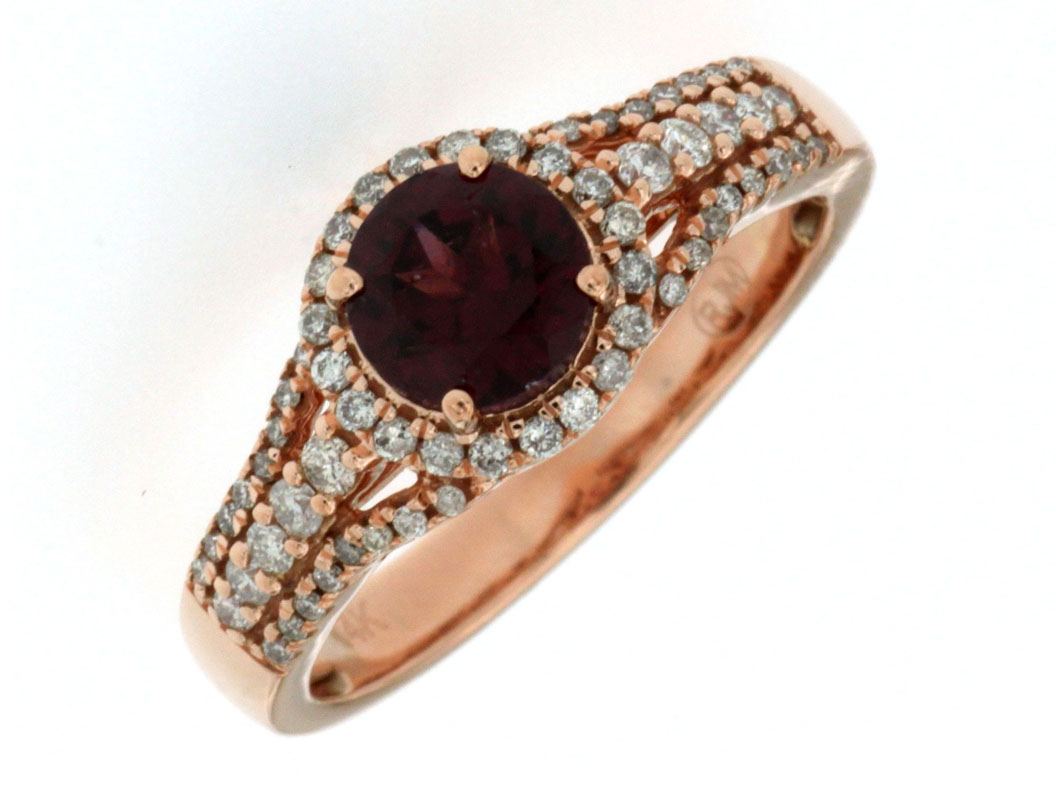 RHODOLITE & DIAMOND RING