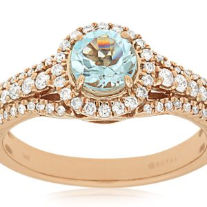 AQUAMARINE & DIAMOND RING