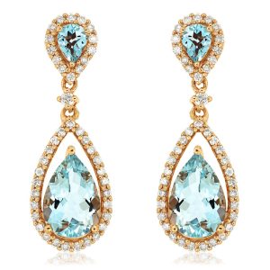 AQUAMARINE & DIAMOND EARRING