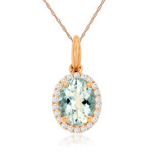 AQUAMARINE & DIAMOND PENDANT