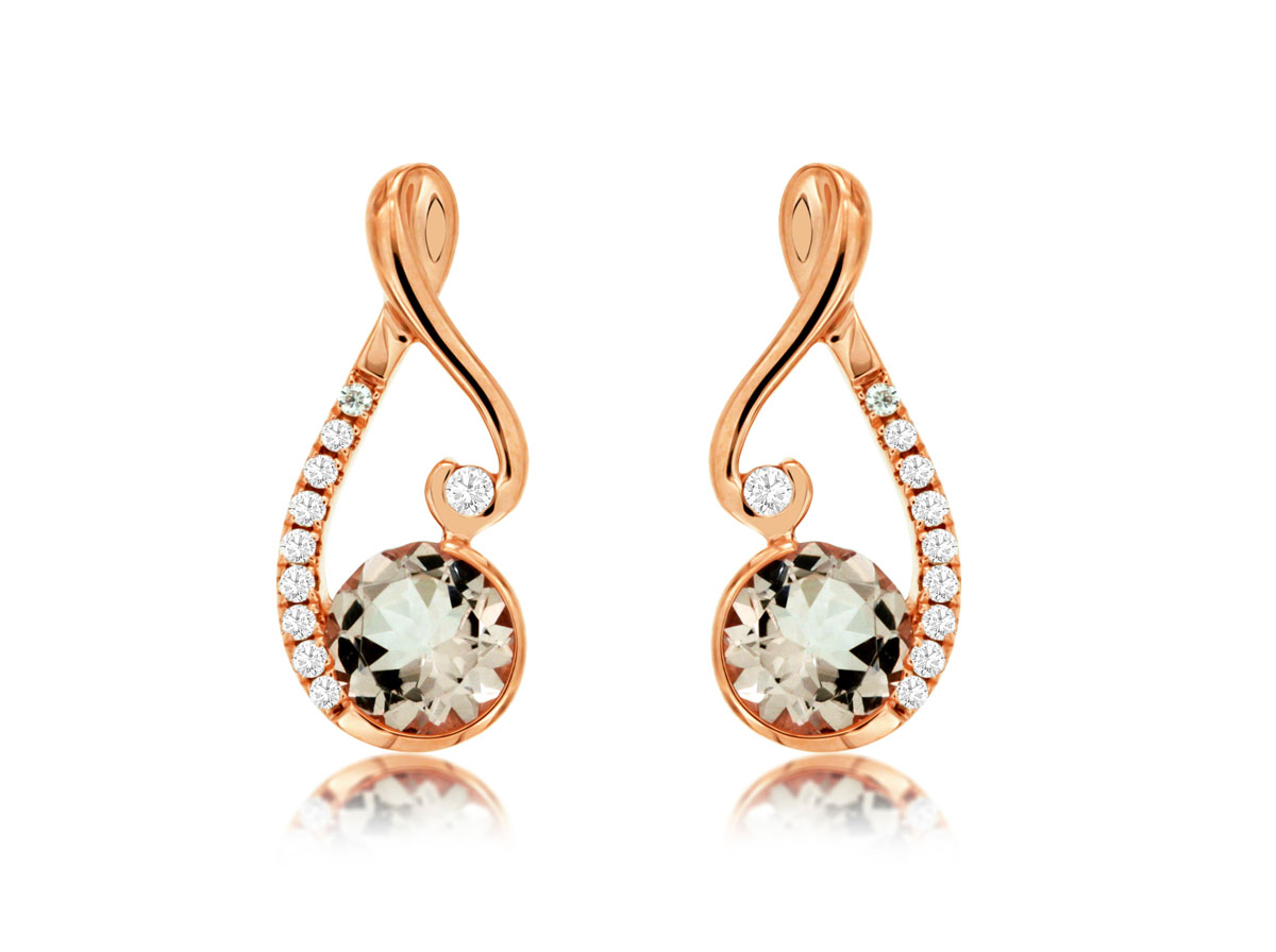 MORGANITE & DIAMOND EARRING
