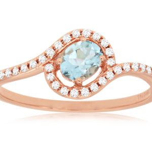 AQUAMARINE & DIAMOND RING