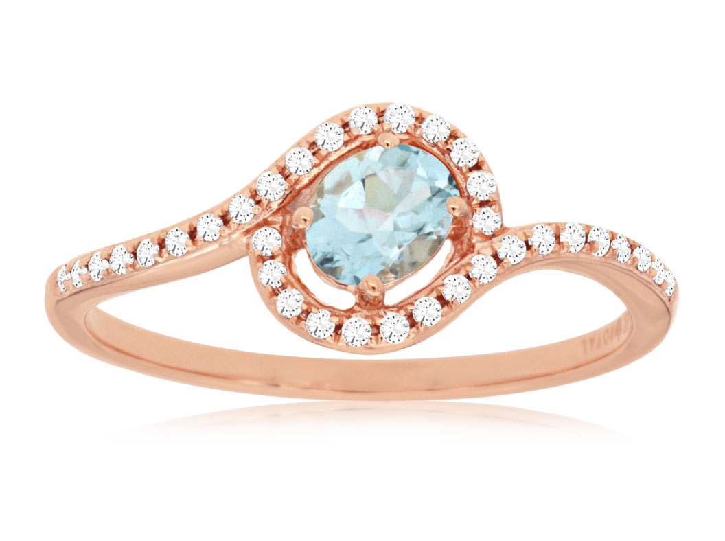 AQUAMARINE & DIAMOND RING