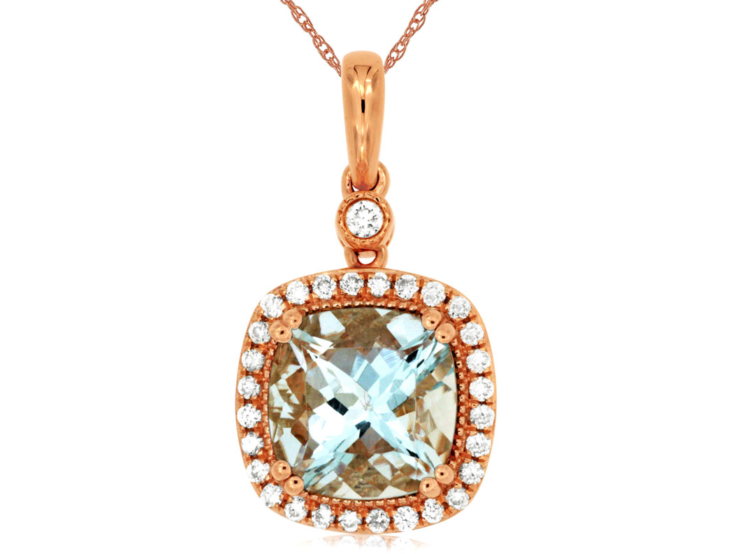 AQUAMARINE & DIAMOND PENDANT