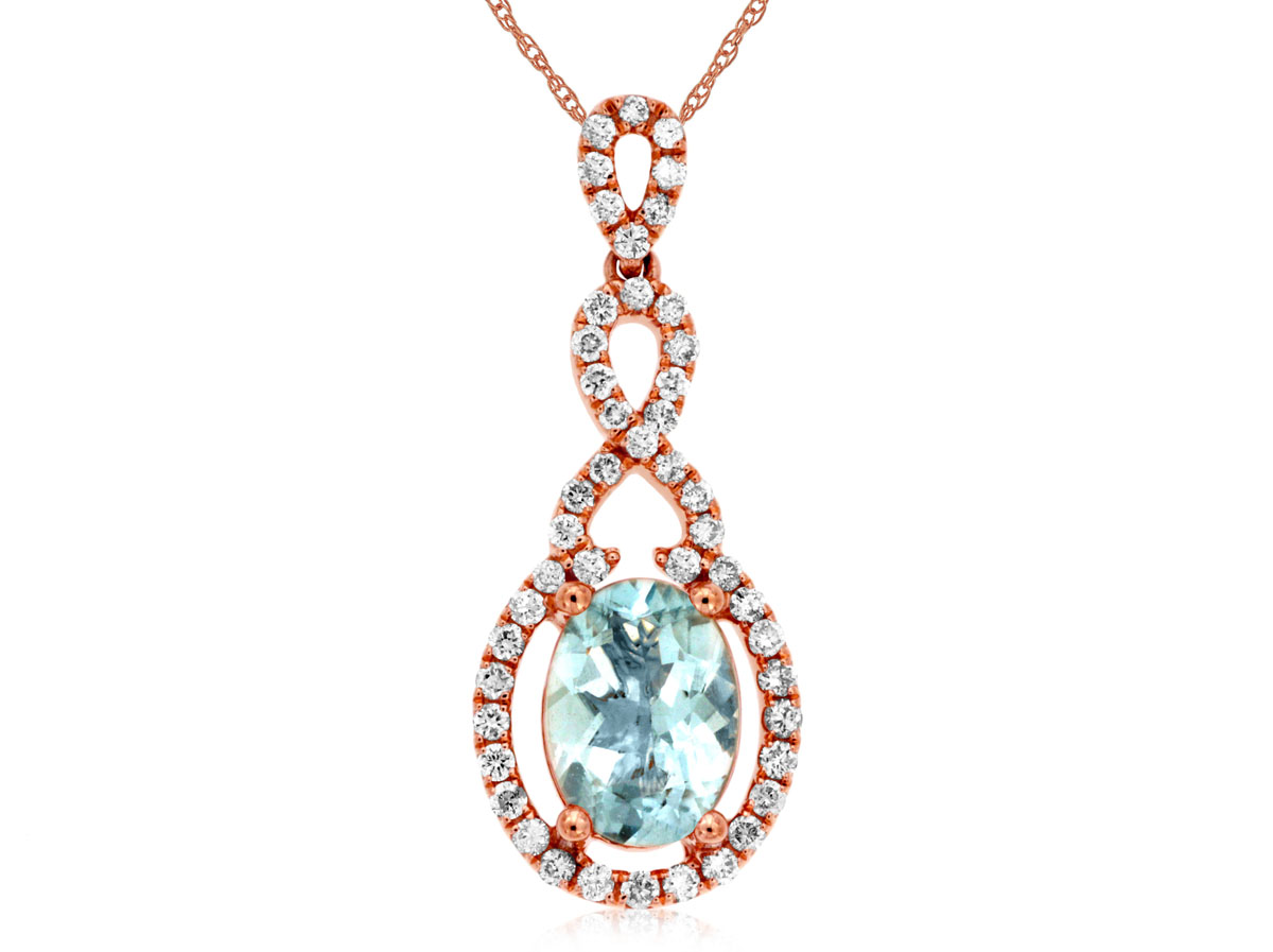 AQUAMARINE & DIAMOND PENDANT