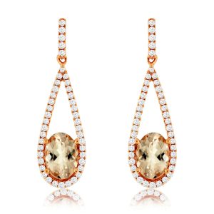 MORGANITE & DIAMOND EARRING