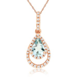 AQUAMARINE & DIAMOND PENDANT