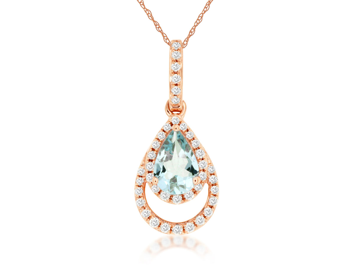 AQUAMARINE & DIAMOND PENDANT