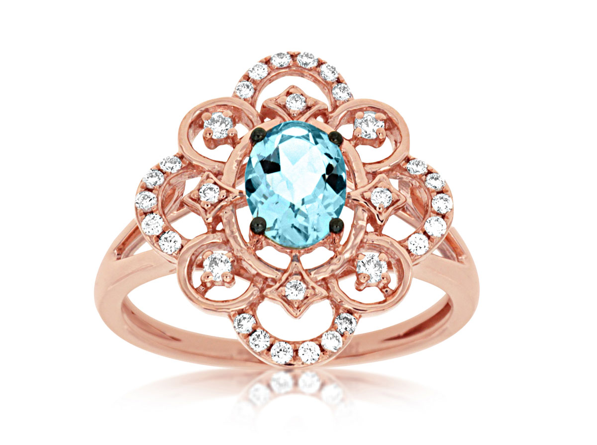 AQUAMARINE & DIAMOND RING