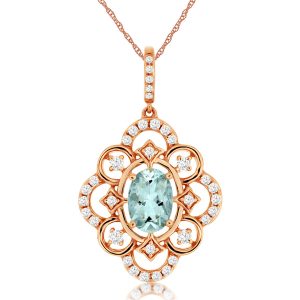 AQUAMARINE & DIAMOND PENDANT