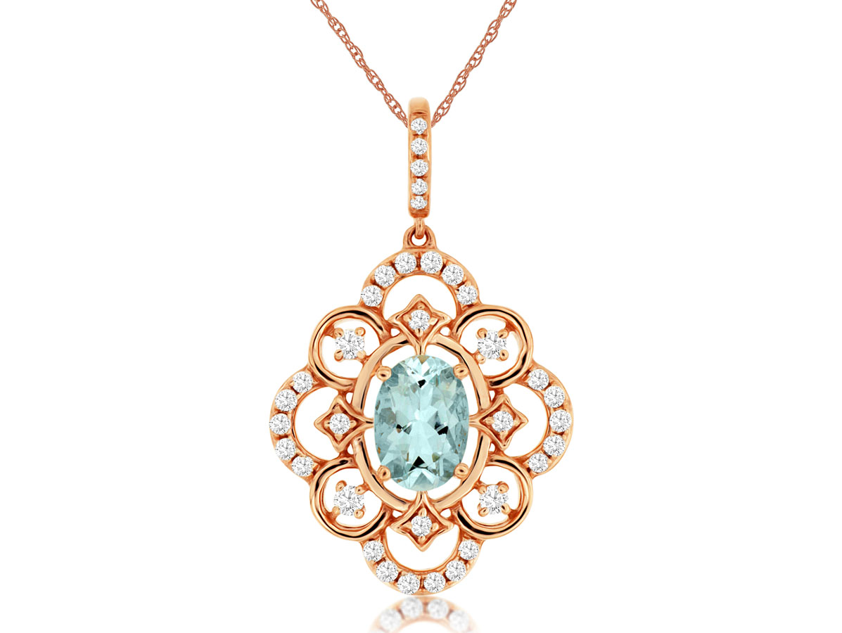 AQUAMARINE & DIAMOND PENDANT
