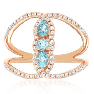 AQUAMARINE & DIAMOND RING