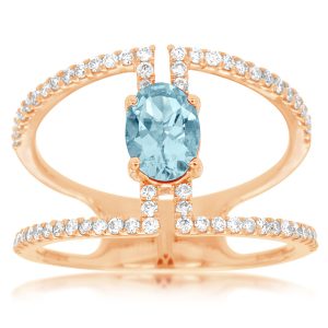 AQUAMARINE & DIAMOND RING