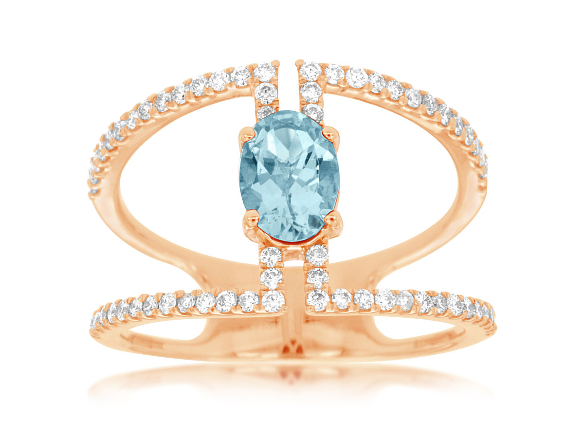 AQUAMARINE & DIAMOND RING