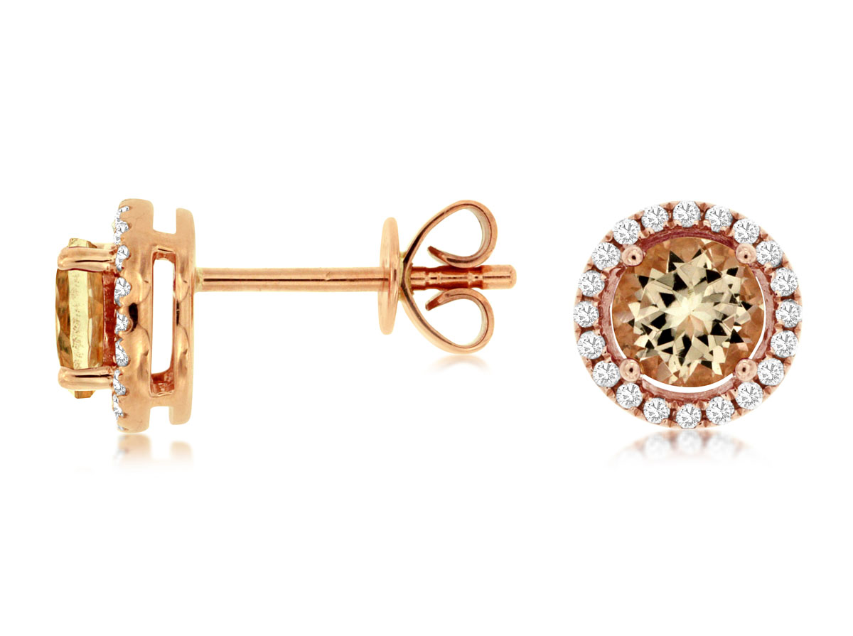 MORGANITE & DIAMOND HALO STUDS