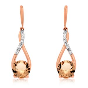 MORGANITE & DIAMOND EARRING