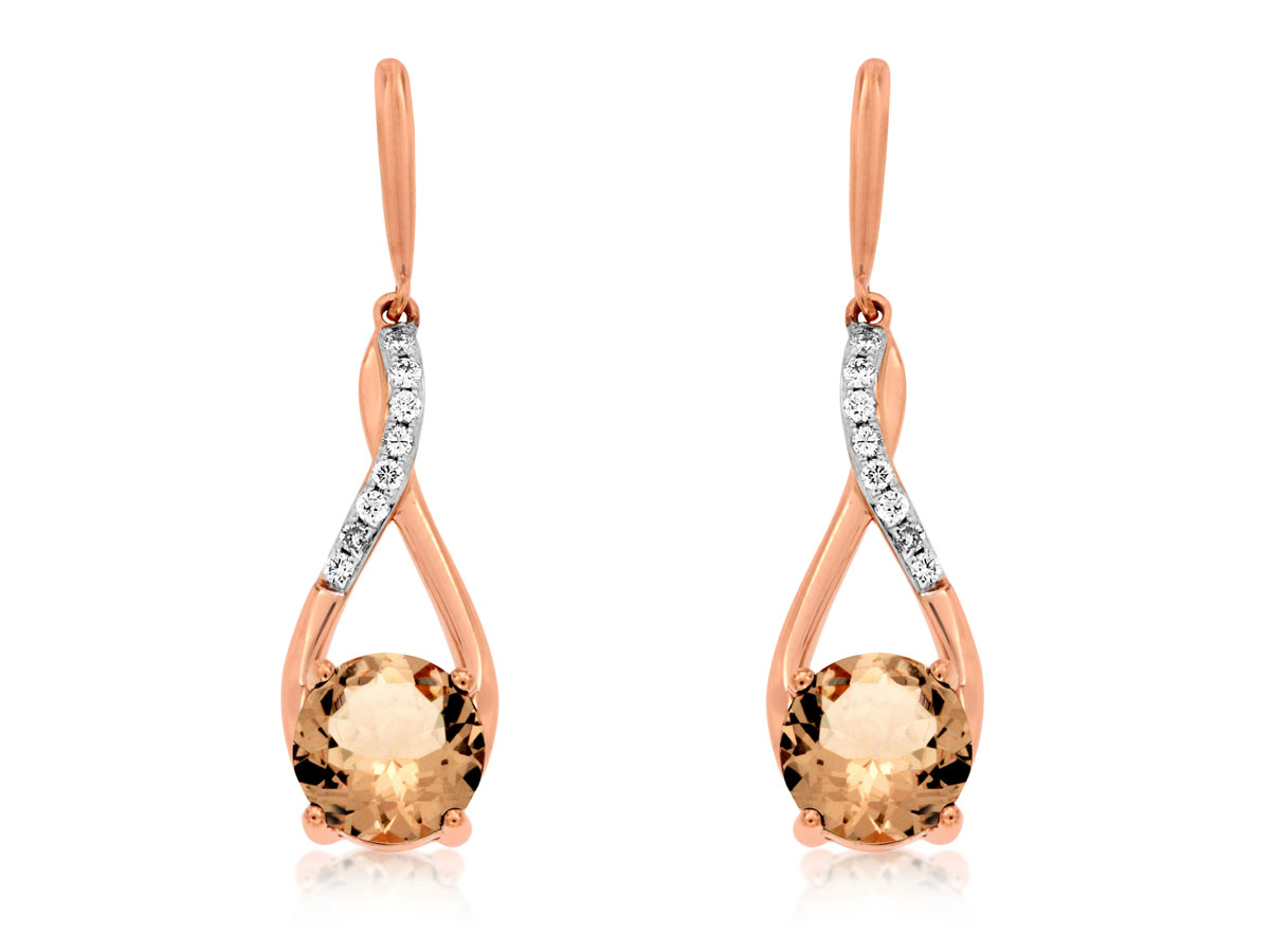 MORGANITE & DIAMOND EARRING
