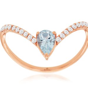 AQUAMARINE & DIAMOND RING