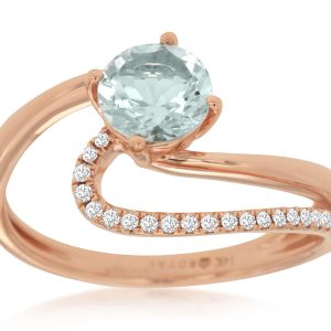 AQUAMARINE & DIAMOND RING