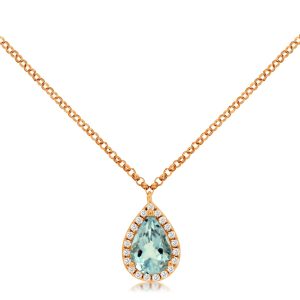 AQUAMARINE & DIAMOND PENDANT